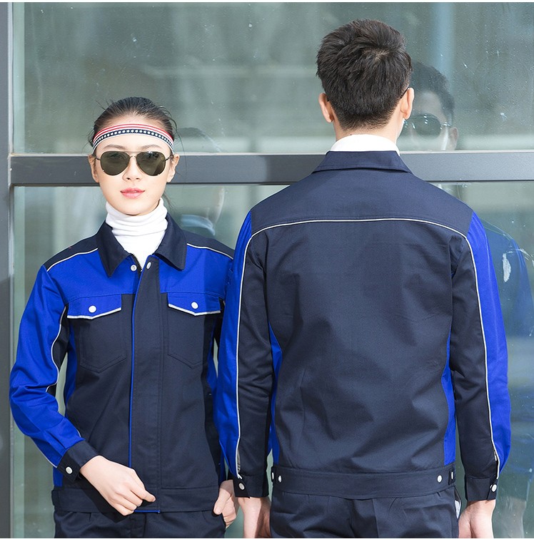 秋冬工作服定制，全工藝滌棉厚紗卡拼色長袖工裝外套